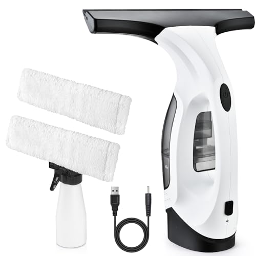 Cordless Window Vacuum Cleaner, Window Cleaner Squeegee Tool Set, Electric Windown Spray Cleaning Tool with 10 inch Squeegee Blade for Showers,Mirrors,Glass,Countertops,and Tiles, 2200mAh