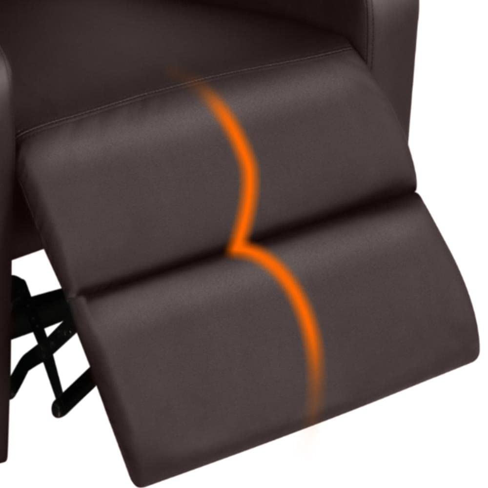 Yaheetech Sillón Relax Silla Reclinable Butaca Salón Reclinable Silla Grande con 3 Posiciones Silla Relax Ajustable Sillon Tapizado Marrón Polipiel de Poliuretano