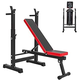 WERCHW Adjustable Weight Bench, 2 in 1 Weight Lift Press Rack Set for Full-Body Workout, Sit Up Incline Bench, Barbell Dumbbell Bench, Exercise Bench Equipment for Home Gym Fitness Sports