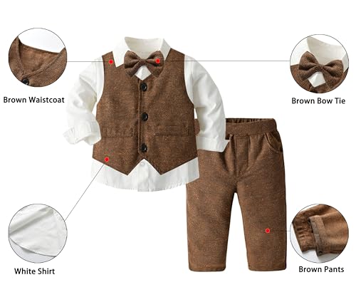 Image of SANGTREE Baby Boys Toddler Gentleman Kids Formal Outfits Long Sleeve Suit Clothing Set 3 Months - 9 Years