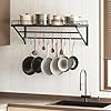 YATINEY Pot Rack, 30 Inch Wall Mounted Pot Rack, Kitchen Pot and Pan Organizer with 2 Tier Hanging Rails, 12 S-Hooks, Space Saving, for Kitchen Cookware Organizer, Black PR02BK #5