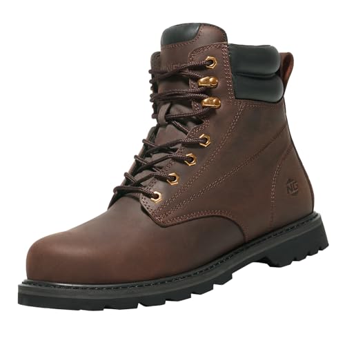 NINGO Soft Toe Work Boots for Men, Waterproof Comfortable Leather Industrial & Construction Boots...