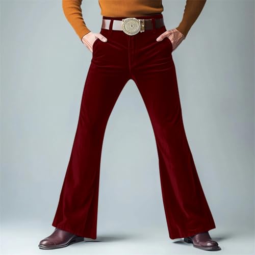 Mens Bell Bottom Pants 70s 60s Retro Style Disco Clubwear Velvet Vintage Style Stretchy Disco Flared Pants4