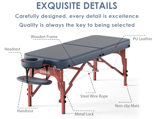 Image of CLORIS 84 inch Professional Massage Table 2 Section Portable Hold Up to 1100LBS