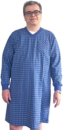 Ovidis Adaptive Nightshirt Pajama Clothing Elderly Disabled Men - Milo Blue M