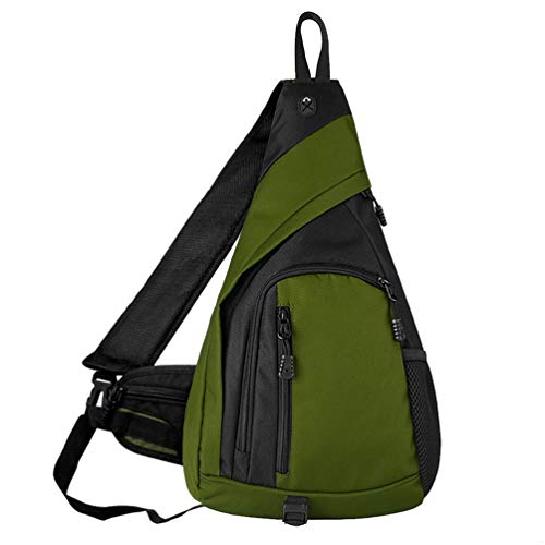 Sling Bag, Men Mens Sling Crossbody Backpack Breathable Light Chest Bag Leather Tactical Shoulder Bags Packs Day Pack Spacious Daypack Cross Body for Women Men Waterproof Sports Travel Bag USB Green L