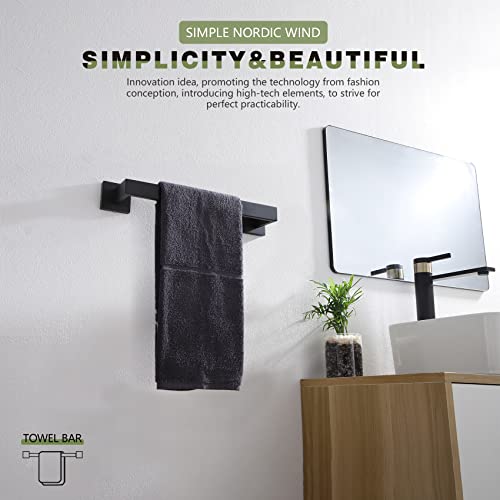 Image of KOKOSIRI 12-Inch Single Towel Bar, Bathroom Kitchen Towel Holder, Wall Mounted SUS304 Stainless Steel Towel Rack, Matte Black, B4003BK-L12