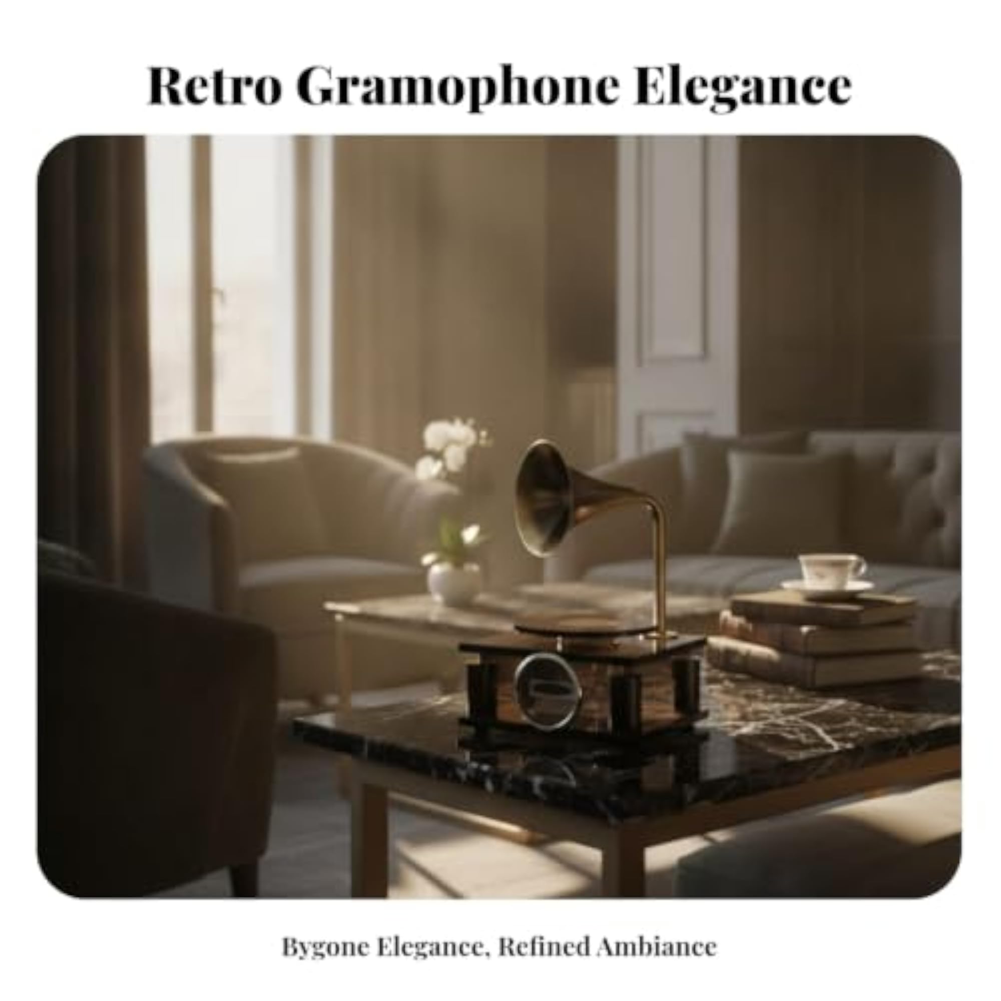 Curved Bell Tabletop Gramophone Decor, Transparent Ornament