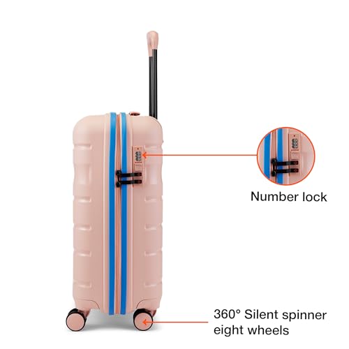 Image of Nasher Miles Jupiter Hard-Sided Polypropylene Cabin Luggage 20 inch | 55cm | 8 Wheels Small Trolley Bag for Travel | Suitcase (Peach)