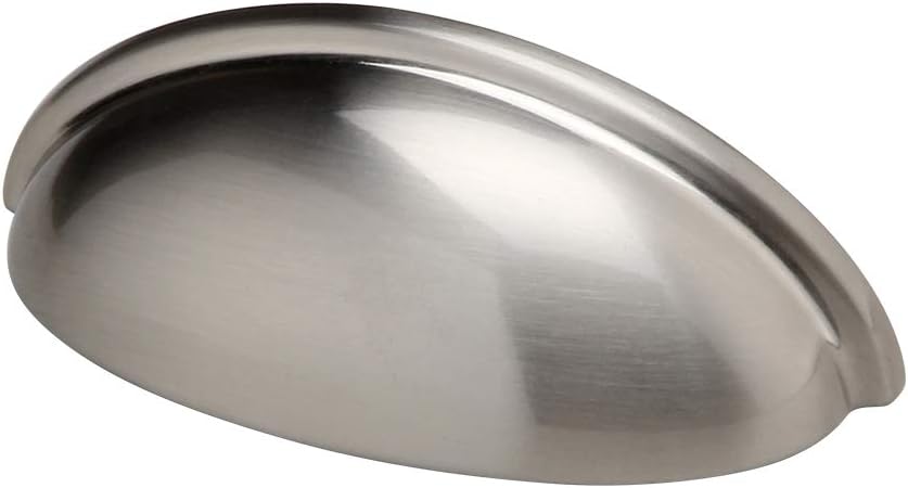 Silverline 6 Pack 3" Inch Hole Centers Cabinet Bin Cup Drawer Cup Pulls Kitchen Hardware Handles, Brushed Satin Nickel