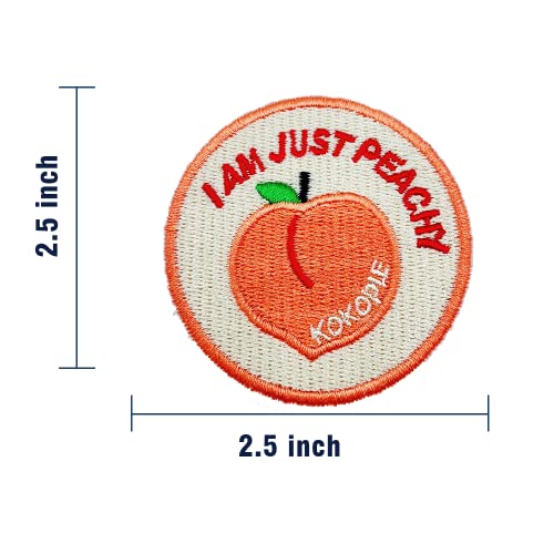 Obokata Embroidered Iron On Patches, Just Peachy Morale Applique Patch, Funny Slogan Joke Badge Sew On Emblem Diy Accessories For Vest Jackets, Clothing, Hats, Backbags & Jeans. #TOP5