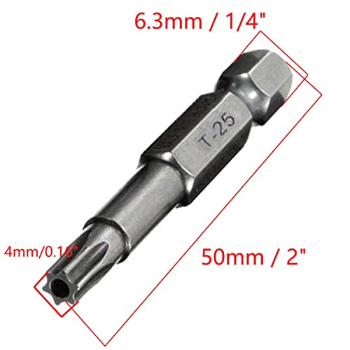 Comok 10Pcs 50Mm Long 1/4 Inch Hex Shank T25 Torx Head Magnetic Screw Driver Bit Set Security Tamper Proof Star 6 Point Screwdriver Kit Tools #TOP2