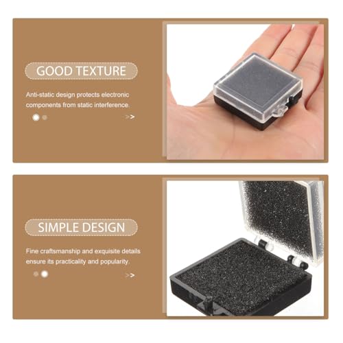 Image of Healifty Anti-Static Chip Case Electronic Component Organizer Box with Transparent Lid and Black Base Compact 1.37X1.37X0.59In Storage for Electronics Parts