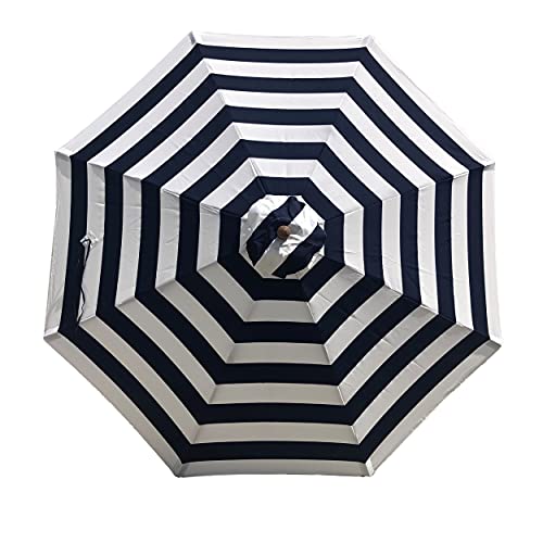 Formosa Covers 9Ft Market Patio Umbrella Canopy - 8 Ribs Canopy Replacement In Navy Blue Cabana Stripe Suitable For (52-54 Inch Rib Length) - 300D Uv Protective And Water-Resistant Patio Umbrella Top - Table Umbrella Replacement Canopy Cover #TOP21