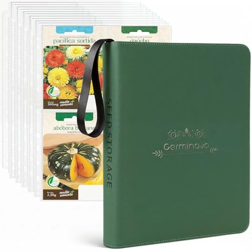 Zippered Seed Storage Organizer Binder with Handle Waterproof & Insect-Proof Gardening Seed Book 4 * 6 Inch Pocket Fits Most Seed Packets and Hold 120+ Seed Envelope