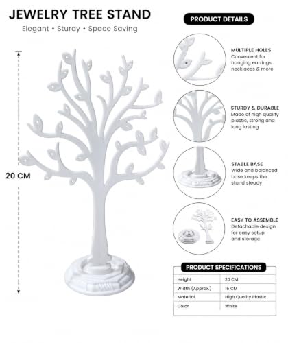 Image of morel JEWEL TREE PLASTIC EARRING ORGANIZERS - EARRING HOLDER WITH 29 HOLES FOR STUDS, EARRING,HANGING EARRINGS, DISPLAY STORAGE STAND - WHITE WITH PLASTIC BASE.(PACK OF 2)