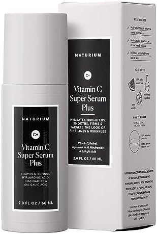 Naturium Vitamin C Super Serum Plus Jumbo, Smoothing Face Care, plus Retinol, Hyaluronic Acid, Niacinamide & Salicylic Acid, 2 oz
