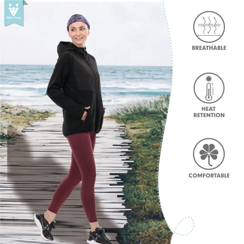 Alpha Camp Women's Fleece Jacket Long-Sleeve Hooded Full-Zip Fleece Jackets With Pockets Soft Polar Lightweight Fleece Coat #TOP1