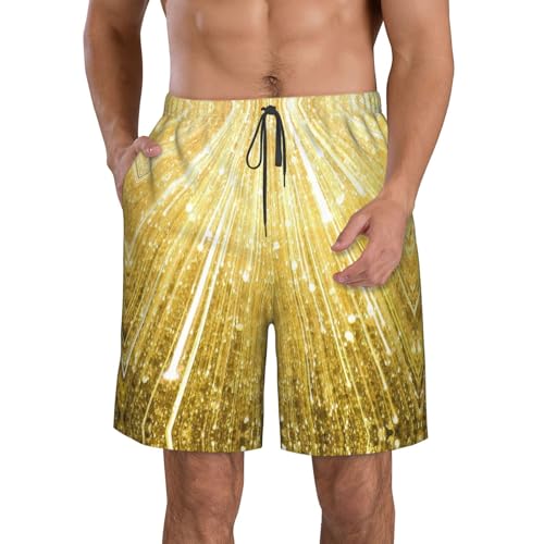 Gold Bling Print Mens Swim Trunks Quick Dry Swim Shorts Swimsuits with Pockets Beach Shorts for Men