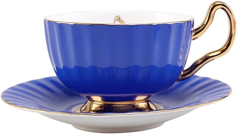 British Bone China Tea Cup and Saucer Sets Ceramic Present Practical Birthday Gift(Fluorescent Green)