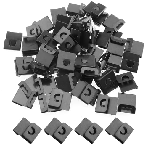 Image of Heyous 100PCS Photo Frame Clips Black Metal S Hook Back Plate Serrated Clip Photo Frame Hardware for Photo Frame and Canvases