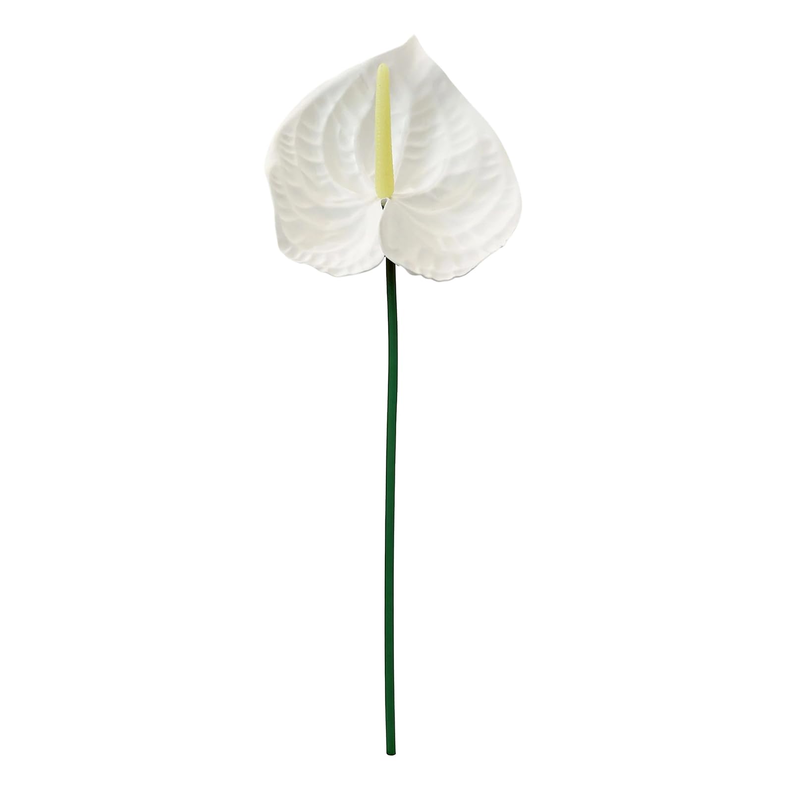 ZhzeYun Artificial Anthurium Flowers, 66cm Long Stem, Red and White Foam Real Touch Faux Flamingo Lily Blooms for DIY Vase Arrangement, Home, Office, Wedding Decor (White)