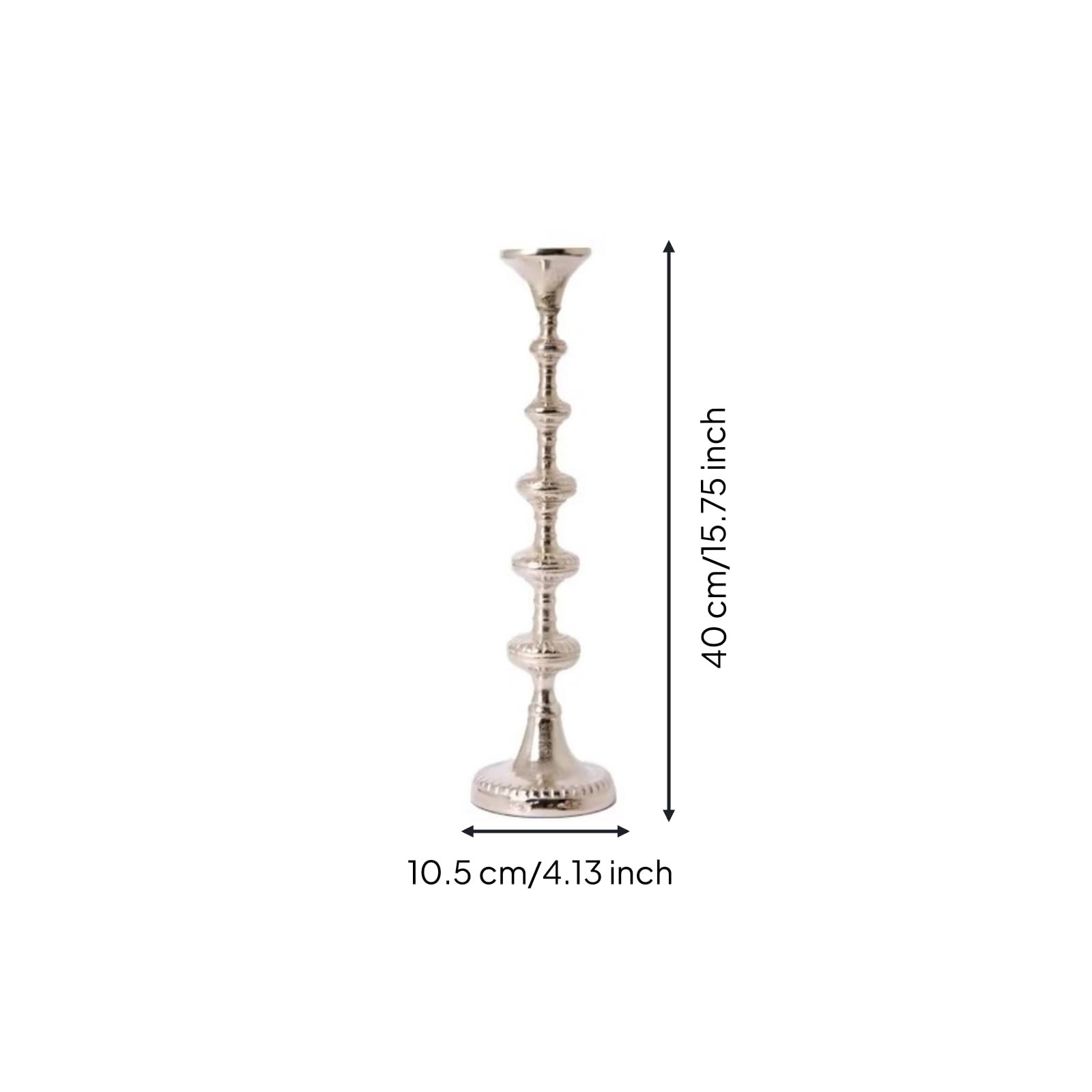 Kerzenhalter mit naturinspiriert Kerzenständer in blattgestalt metallisch Teelichthalter für Wohnzimmer, Eingangsbereich, Silber, Groß 28.58 21.59 H12.7cm