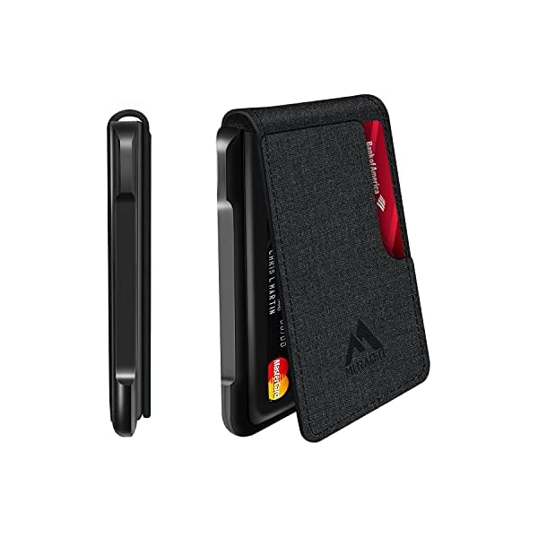 Aluminum Tactical Mens Wallet - Wallets for Men with Leather RFID Blocking Metal Carbon Fiber Pattern Gift (Black PU)