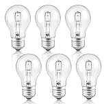 Liuyife E27 42W Light Bulb, Dimmable, Globe A55 E27 Edison Screw Light Bulb, Warm White 2700K, 650LM, Classic Clear, GLS Clear Bulb for Chandelier, Ceiling Lamp, Wall Lamp, Pack of 6
