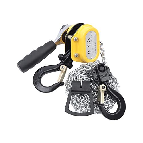 Mini Chain Hoist, 0.5 Ton/1100 Lbs Adjustable Lever Block Chain Hoist Portable Manual Chain Hoist Alloy Steel G80 Chain Ratchet Lever Hoist with Hook for Lifting or Fixing