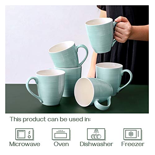 DOWAN Ceramic Coffee Mugs, 17 oz Coffee Cups for Women Men, Coffee Mug Set of 6 for Latte, Hot Tea, Cappuccino, Mocha, Cocoa, Turquoise - Image 5
