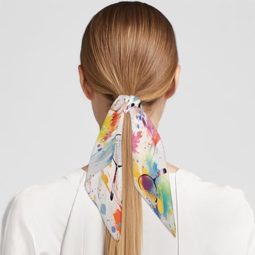 Tennis Racket Silk Like Head Scarf for Women Silk Satin Neck Scarf 23.6" x 23.6" Breathable Lightweight Printed Bandana Square Scarf for Hair Wrapping, Sleeping4