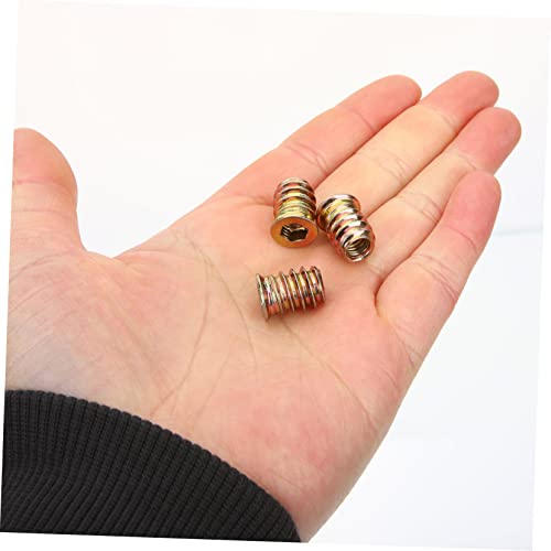 FUNOMOCYA 100pcs M6x15 Threaded Insert Nuts for Wood Fastening Furniture Connectors for DIY Woodworking Projects Ideal for Cabinet and Furniture Assembly