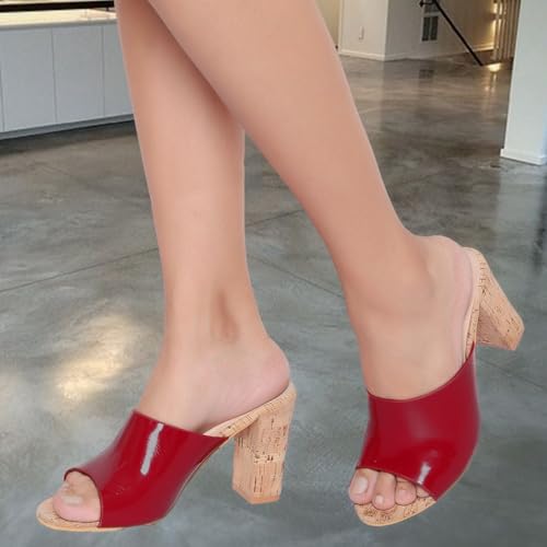 Image of Action Patent Leather Sandals| Pattern| Transparent Block Heel| Ankle Strap Black