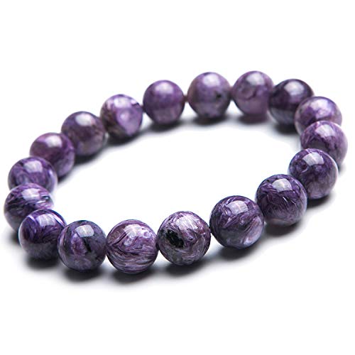 Bracelet charoite violette naturelle véritable perles rondes 11mm femmes