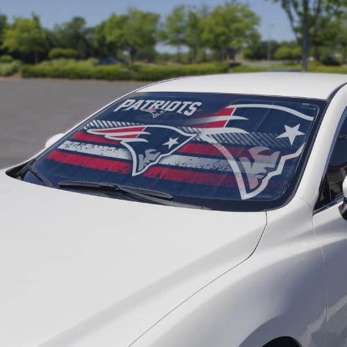 Image of Fanmats NFL Windshield Sun Auto Shade, Sun Shield Sun Visor Accordion tri-fold for Storage 59 inch x 29.5 inch, Colorful Team Design