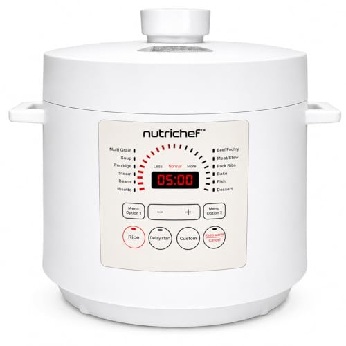 NutriChef Olla de Presión Eléctrica Digital de Encimera con 13 Funciones de Cocción, Tiempo y Temperatura Ajustables, Hornea, Cocina al Vapor y Brasea