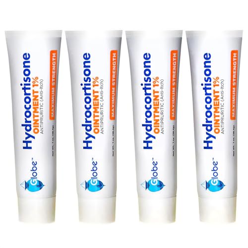 Globe (4 Pack) Hydrocortisone Maximum Strength Transparent Ointment 1% 1 oz Anti-Itch Topical Ointment for Redness Swelling Itching Rash Bug/Mosquito Bites Eczema Hemorrhoids & More