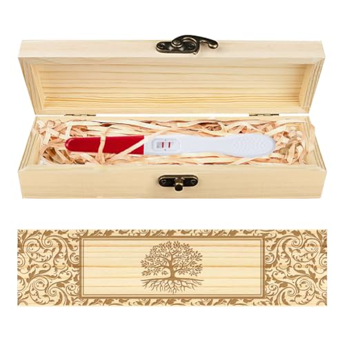 Chgcraft Árbol De La Vida Caja De Recuerdo De Prueba De Embarazo Tablero De Época Caja De Recuerdo De Anuncio De Embarazo De Madera Con Cinta De Rafia Y Regalos De Anuncio De Bloqueo, 8x2x1.2 Pulgadas