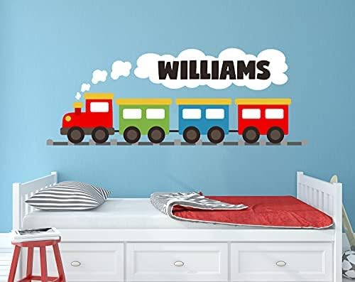 Personalized Train Name Wall Decal - Kids Nursery Trains Vinyl Wall Art Boys Bedroom Sticker (30"W x 12"H)