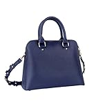 abnehmbarer Schulterriemen SIX Damen Handtasche, dunkelblaue Henkel-Tasche, Umhängetasche, mit Blumenapplikationen, Boxy Bag, in Lederoptik (726-405)