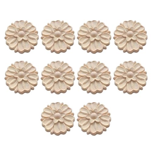 Jinqigg Wood Carved Floral Embellishment Roundel Decorative Suitable For Cabinetry Frames Architectural Detailing Antique Solid Wood Rosette