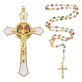 WANDIC 2 Stück weißes Kruzifix-Wandkreuz, Jesus-Kreuz-Halskette für Männer und Frauen, Jesus liebt dich, Dekoration, katholisches Geschenk zur Taufe, Ostern