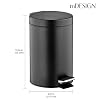 mDesign Pedal Bin Metal Waste Bin with Pedal, Lid and Plastic Bucket Insert for Bathroom, Kitchen, and Office 3 Litre Household Rubbish Bin with Ergonomic Design Black