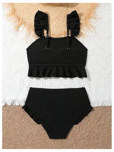 Image of Floerns Girl's 2 Piece Bathing Suit Ruffle Trim Summer Bikini Swimsuit