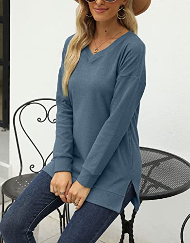 Aloodor Oversized Sweatshirt For Women Trendy Comfort Cute Shirts With Pockets Blue M #TOP3