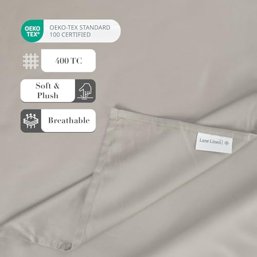 Image of LANE LINEN 400TC Super King Size Bedsheet with 2 Pillow Cases | 100% Cotton 3 Pc Bedding Set (2.74 M x 2.74 M) | Breathable & Wrinkle-Free | Sustainable & Eco Friendly Bedding Set (Tan)