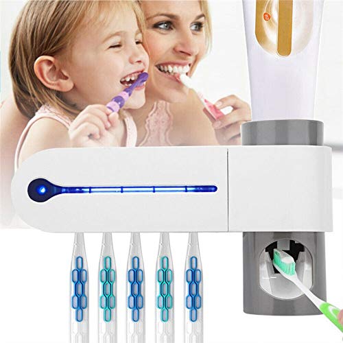 2019 Nuovo 2 in 1 UV Spazzolino sterilizzatore Spazzolino Holder automatico di dentifricio Squeezers Dispenser casa Bagno Set (Color : No box, Size : UK PLUG)
