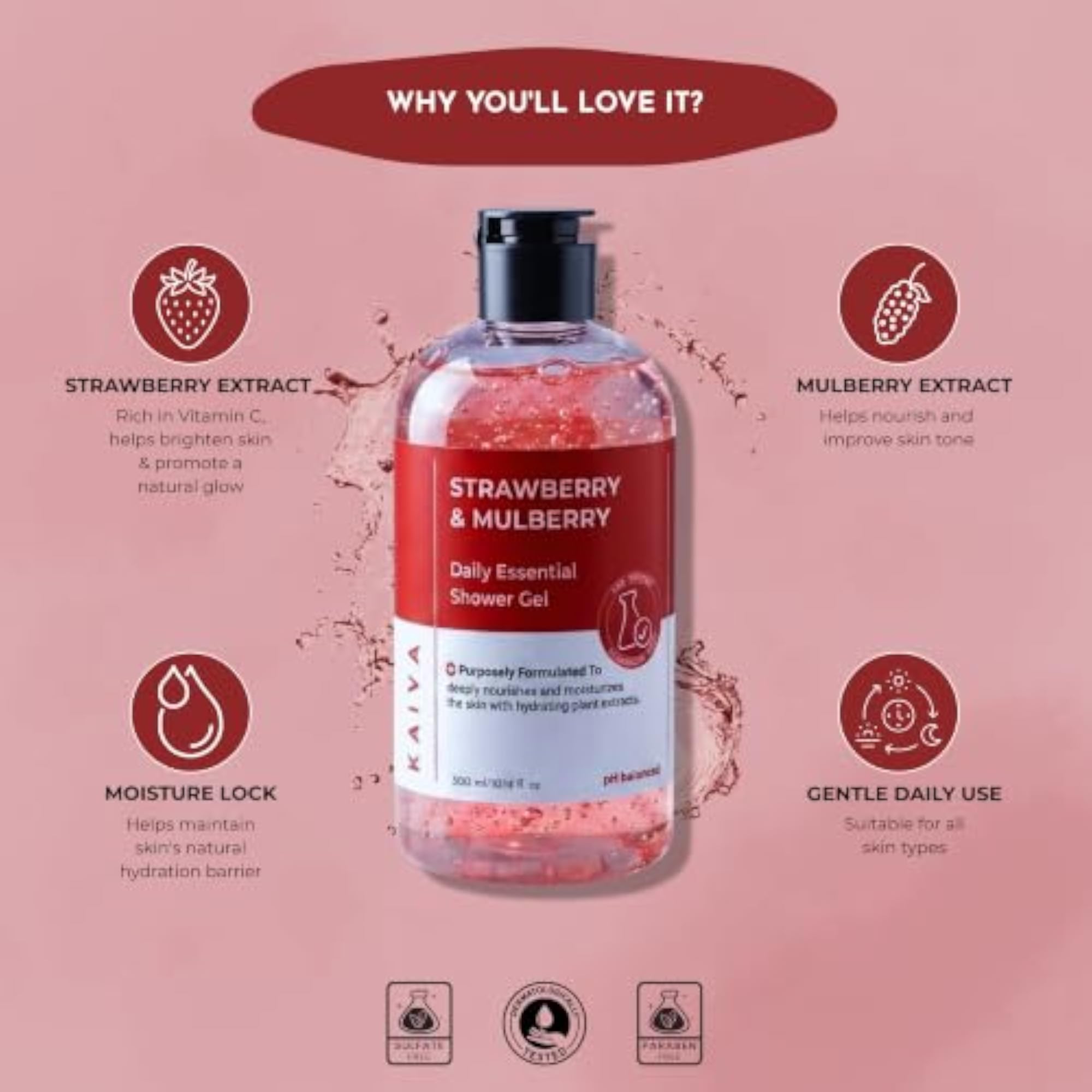 Strawberry Shower Gel, Hydrating & Moisturizing Body Wash