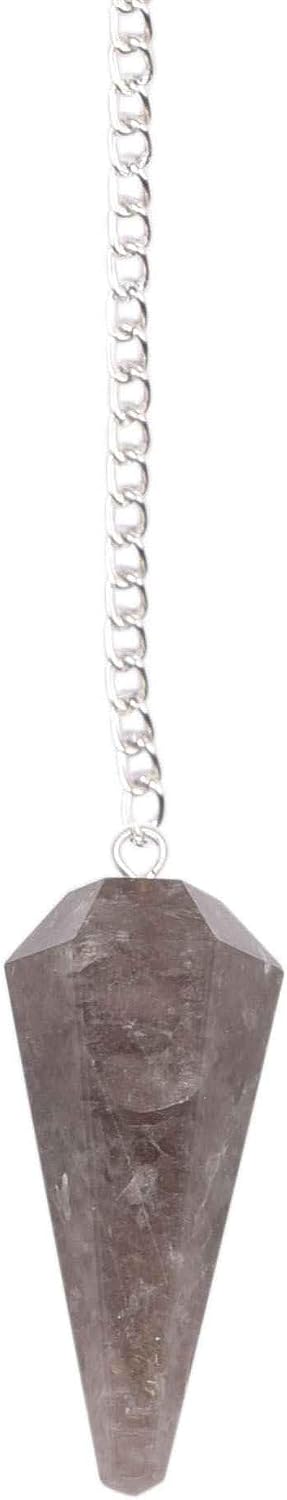 Blessfull Healing Reiki Gemstone Smoky Quartz Stone Cone Dowsing Pendulum with Long Chain Design #1